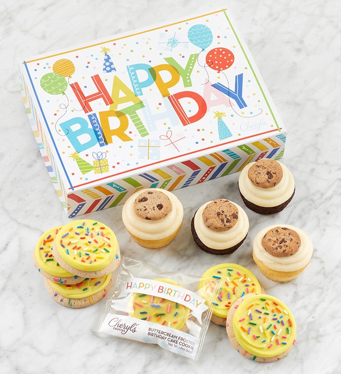Buttercream-Frosted Birthday Cupcakes and Cookies